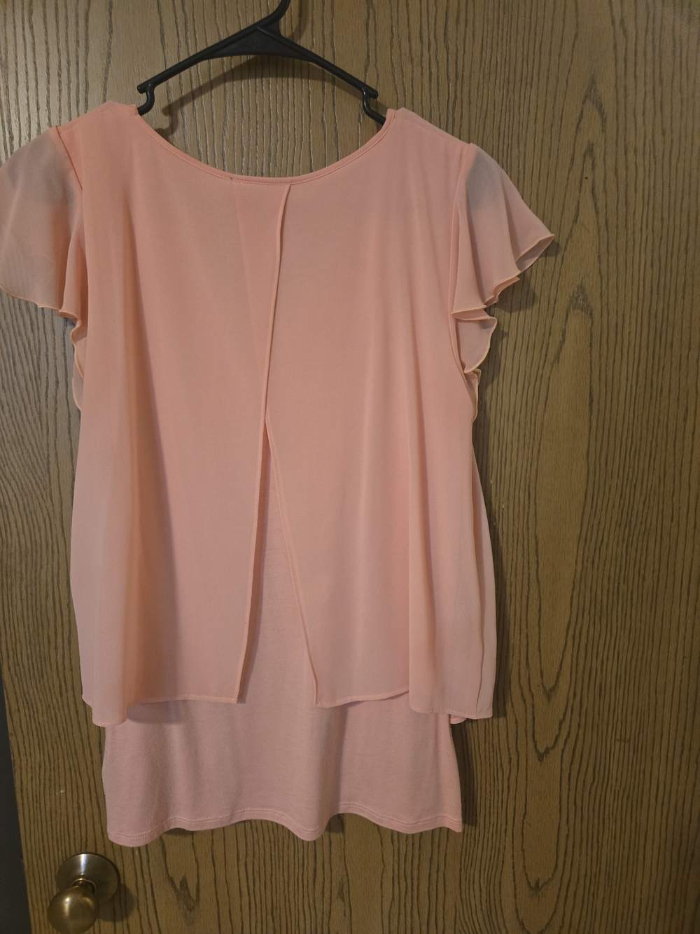 A. Byer Peach Layered Flutter Sleeve Blouse